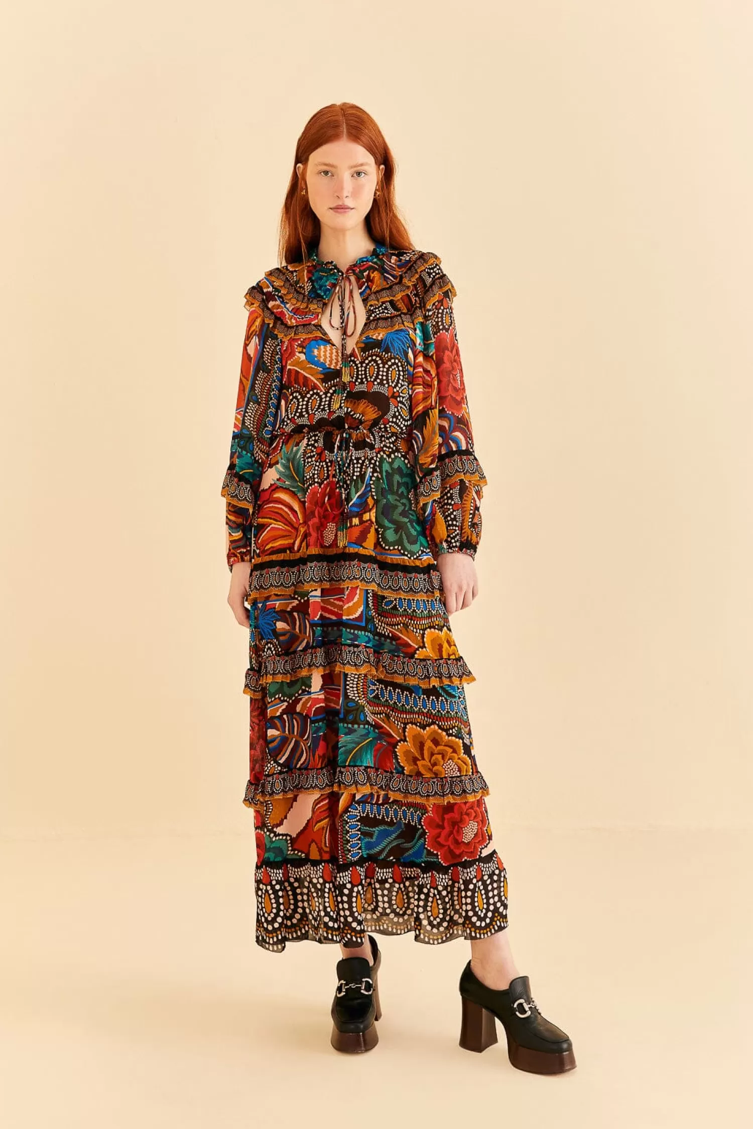 FARM Rio Maxi Dresses^ MULTICOLOR FALL MIX MAXI DRESS