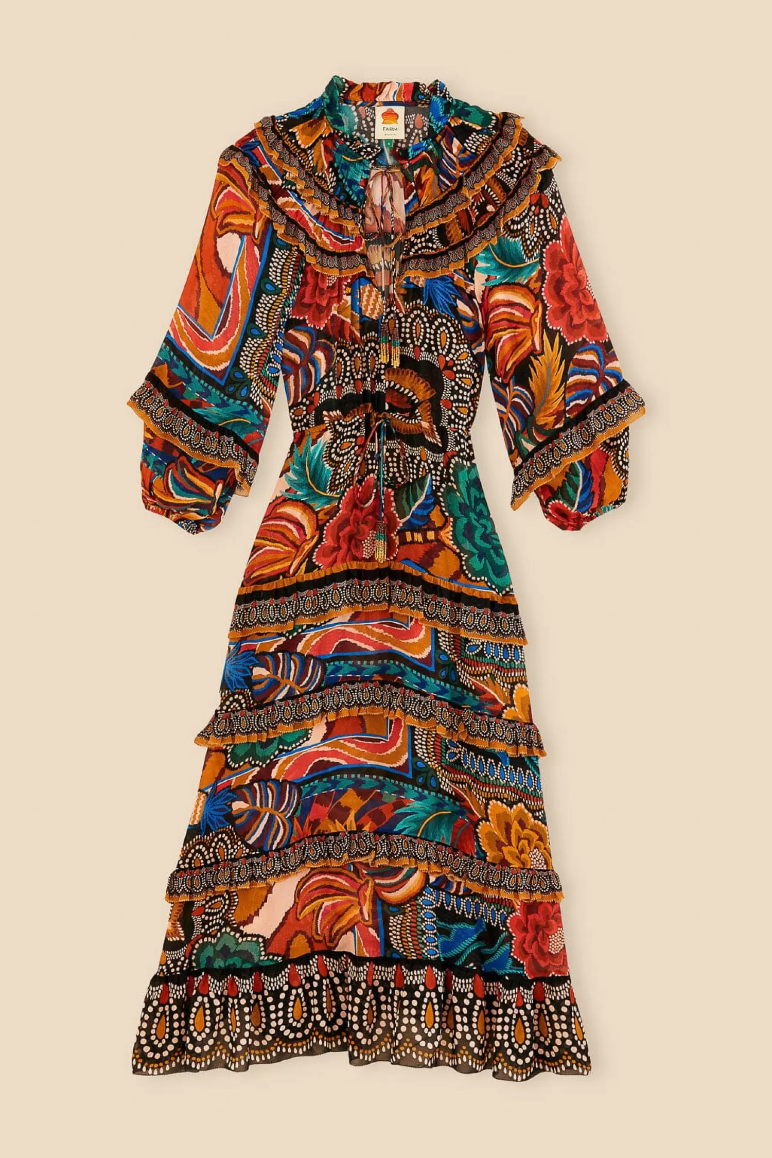 FARM Rio Maxi Dresses^ MULTICOLOR FALL MIX MAXI DRESS