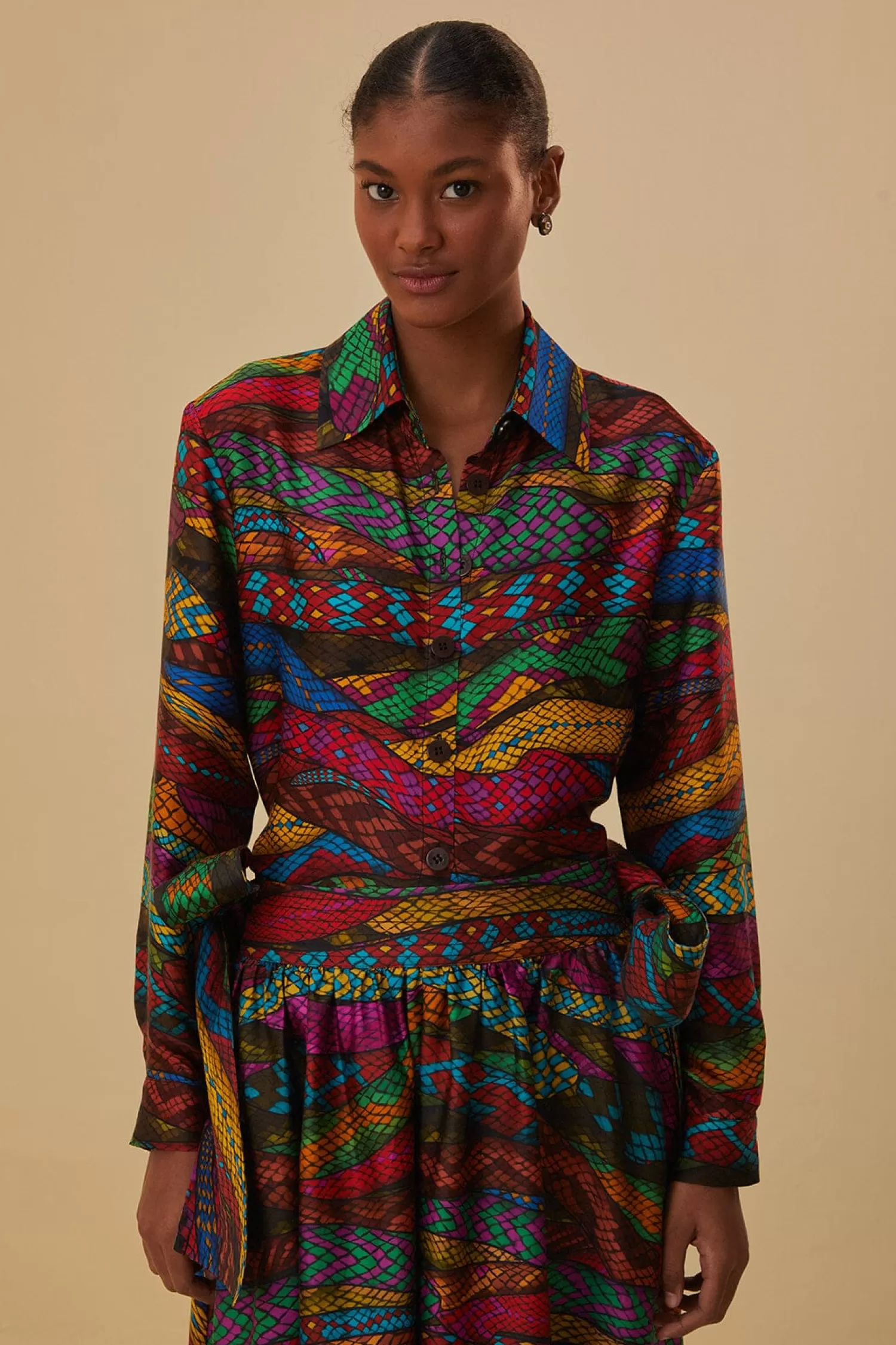FARM Rio Yawanawa^ MULTICOLOR MIRAGE SHIRT LONG SLEEVES