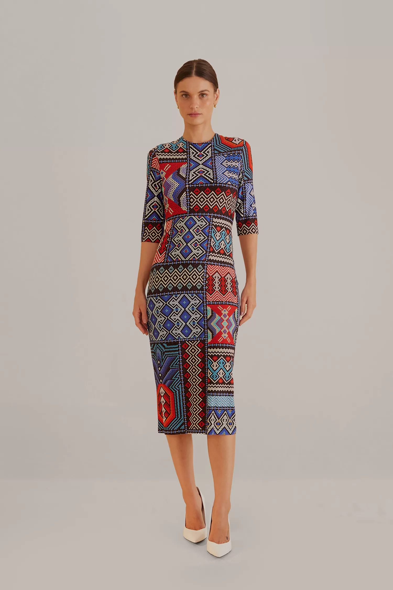 FARM Rio Midi Dresses^ MULTICOLOR RAUTI SHORT SLEEVE MIDI DRESS