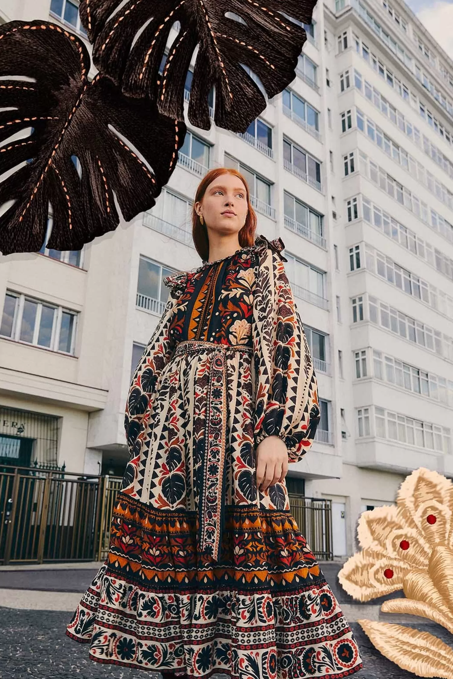 FARM Rio Midi Dresses^ MULTICOLOR TAPESTRY GARDEN HIGH NECK MIDI DRESS