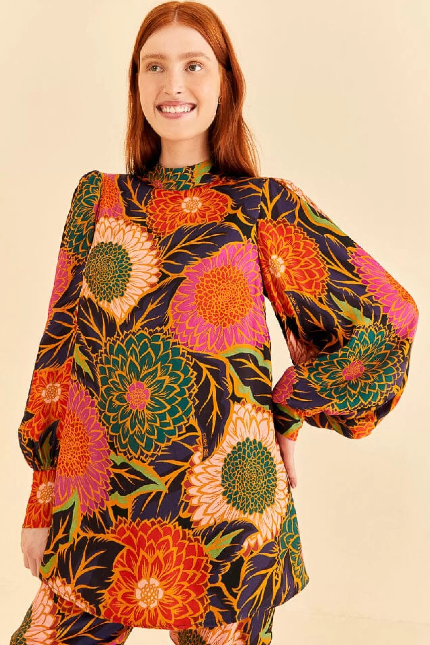 FARM Rio Blouses^ MULTICOLOR VINTAGE GARDEN SATIN BLOUSE
