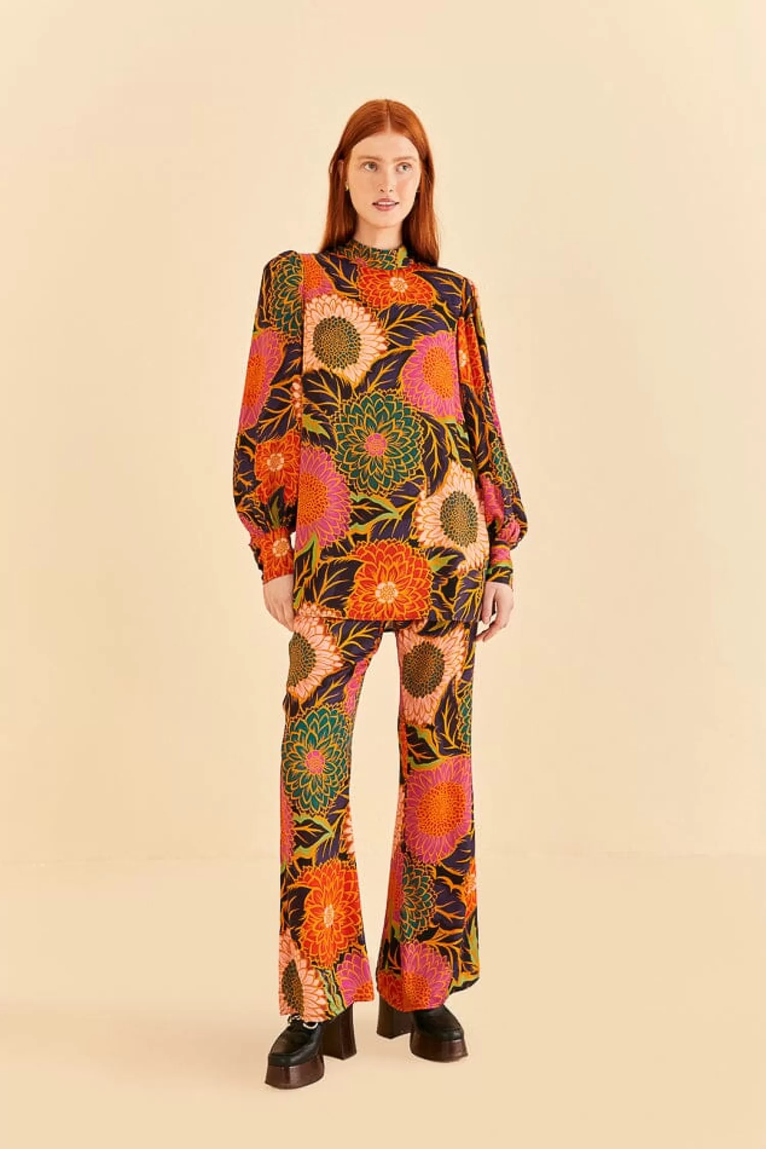 FARM Rio Blouses^ MULTICOLOR VINTAGE GARDEN SATIN BLOUSE