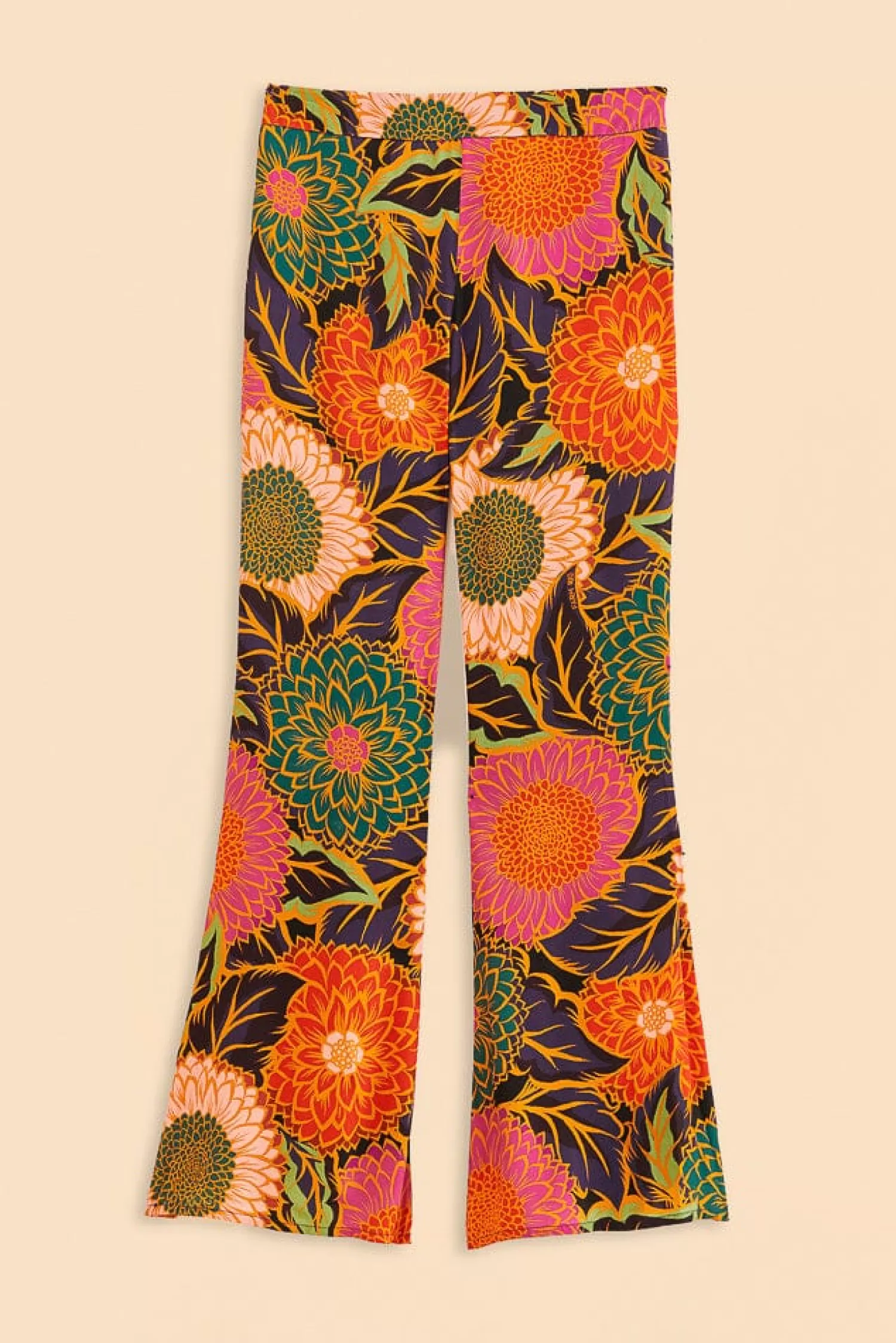 FARM Rio Pants^ MULTICOLOR VINTAGE GARDEN SATIN FLARE PANTS