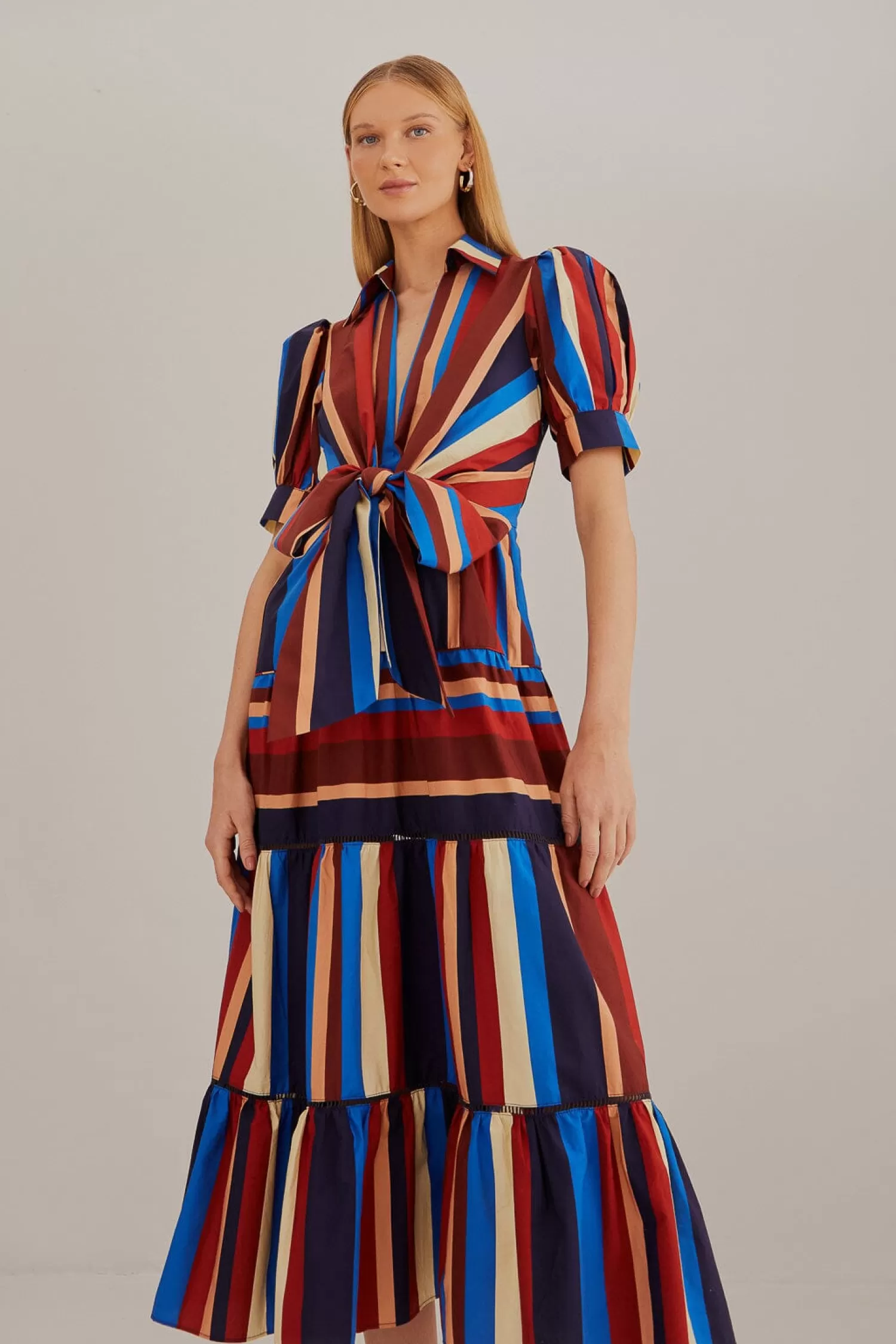 FARM Rio Midi Dresses^ MULTICOLOR WINTER STRIPES SHORT SLEEVE MIDI DRESS