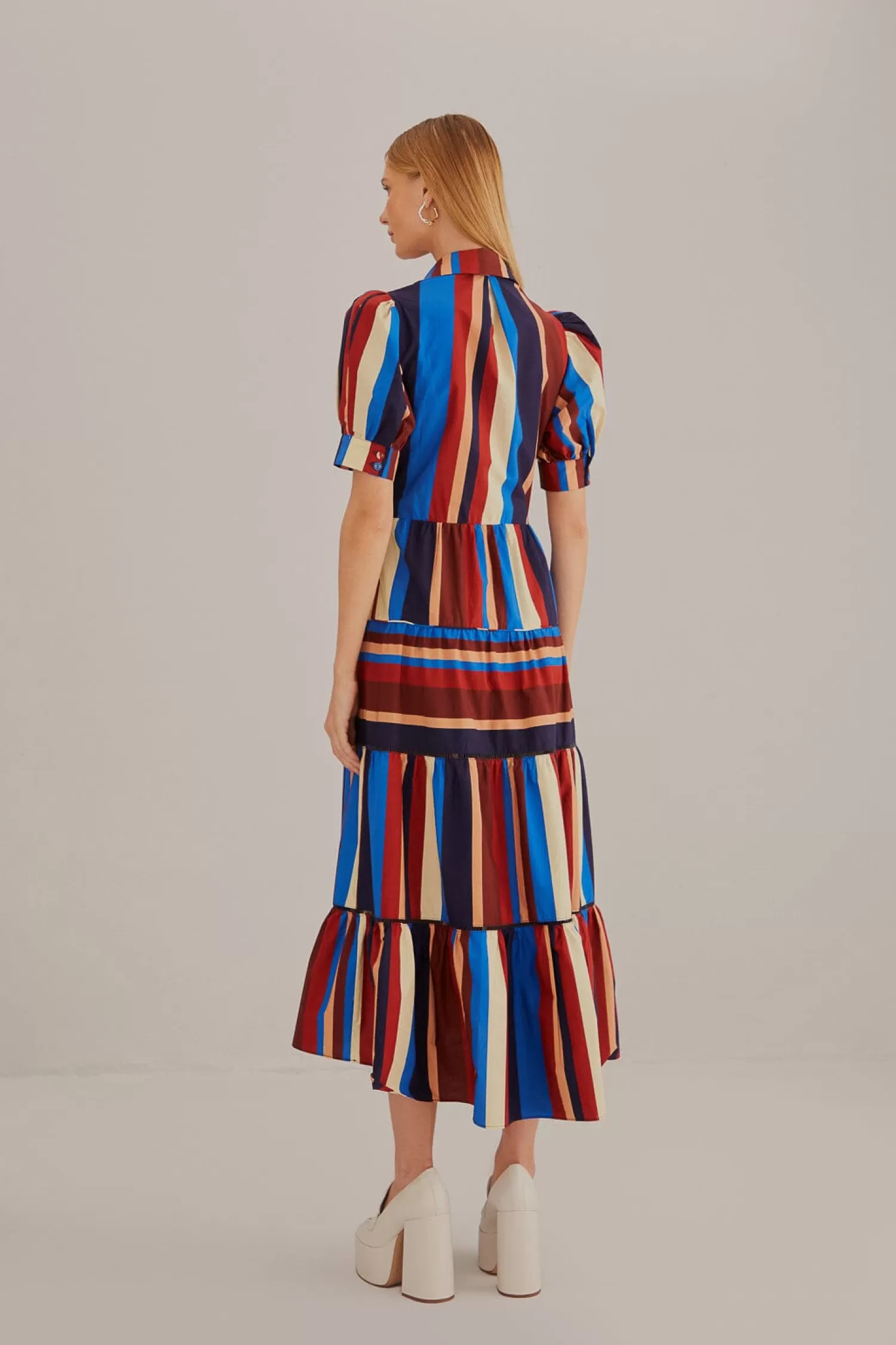FARM Rio Midi Dresses^ MULTICOLOR WINTER STRIPES SHORT SLEEVE MIDI DRESS