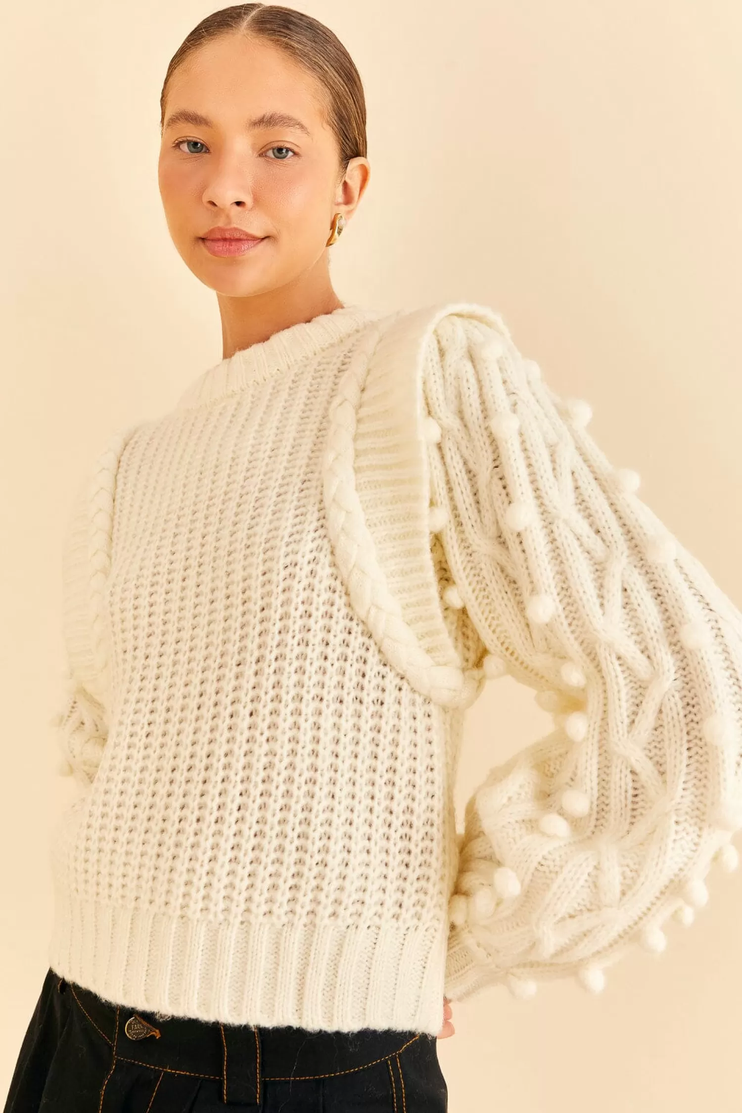 FARM Rio Sweaters & Sweatshirts^ OFF-WHITE BRAIDED SWEATER