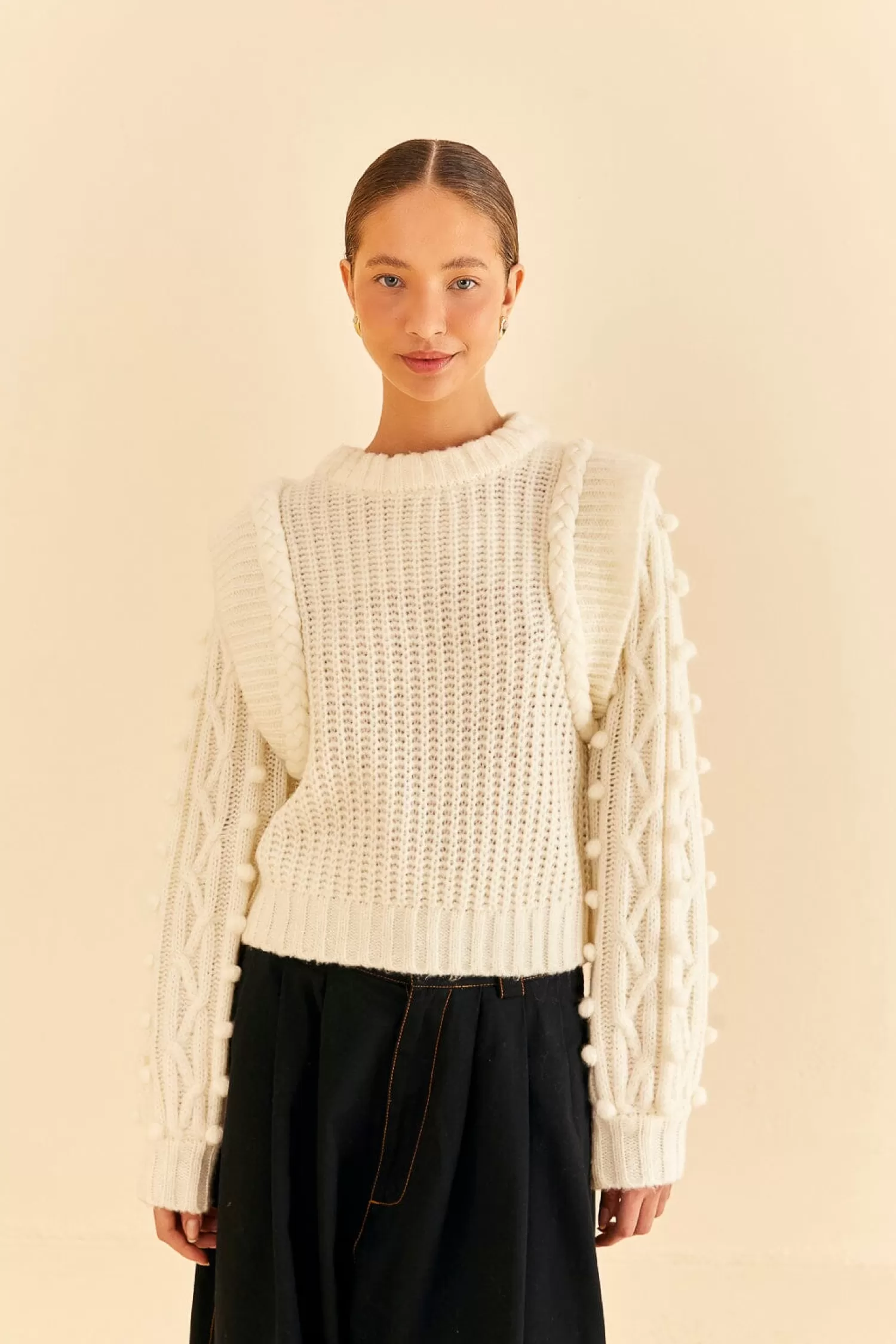 FARM Rio Sweaters & Sweatshirts^ OFF-WHITE BRAIDED SWEATER