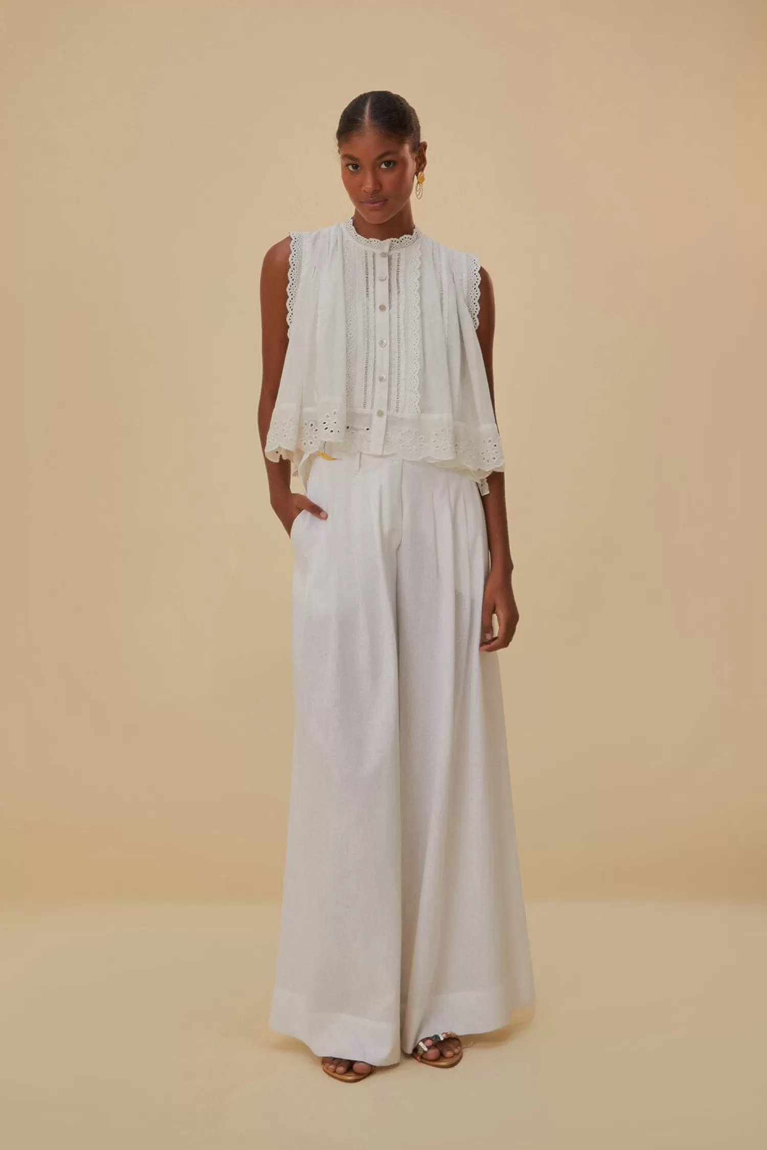 FARM Rio Pants^ OFF-WHITE LINEN LOW WAIST PANTS