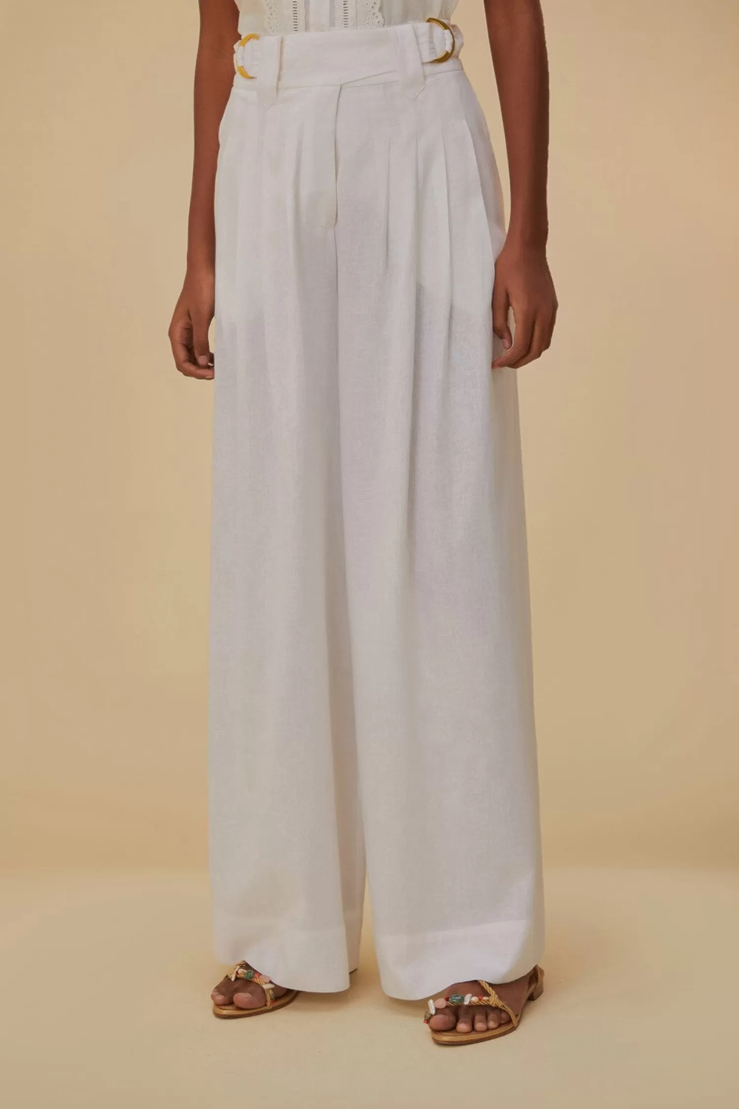 FARM Rio Pants^ OFF-WHITE LINEN LOW WAIST PANTS