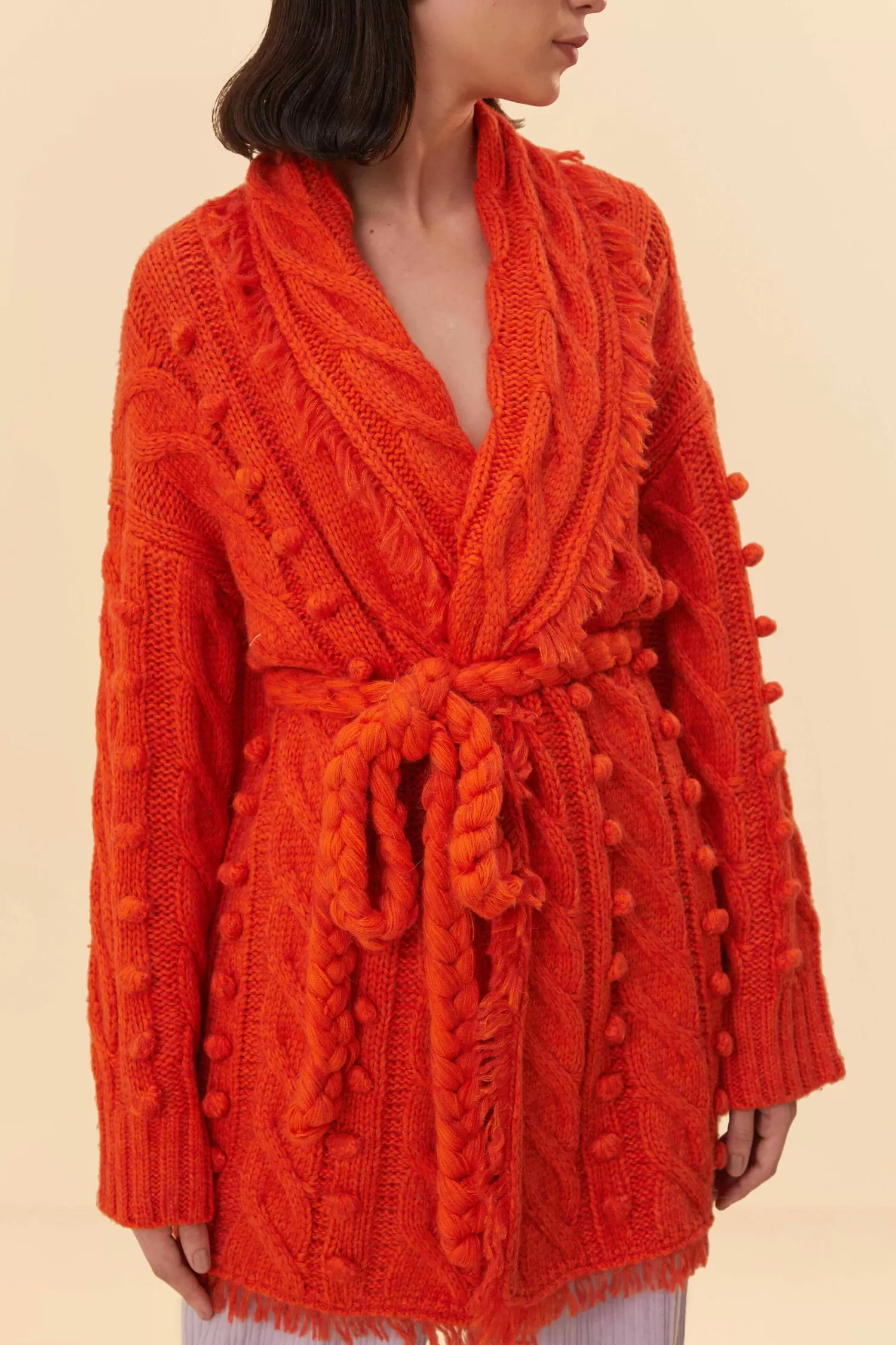 FARM Rio Cardigans^ ORANGE BRAIDED KNIT CARDIGAN