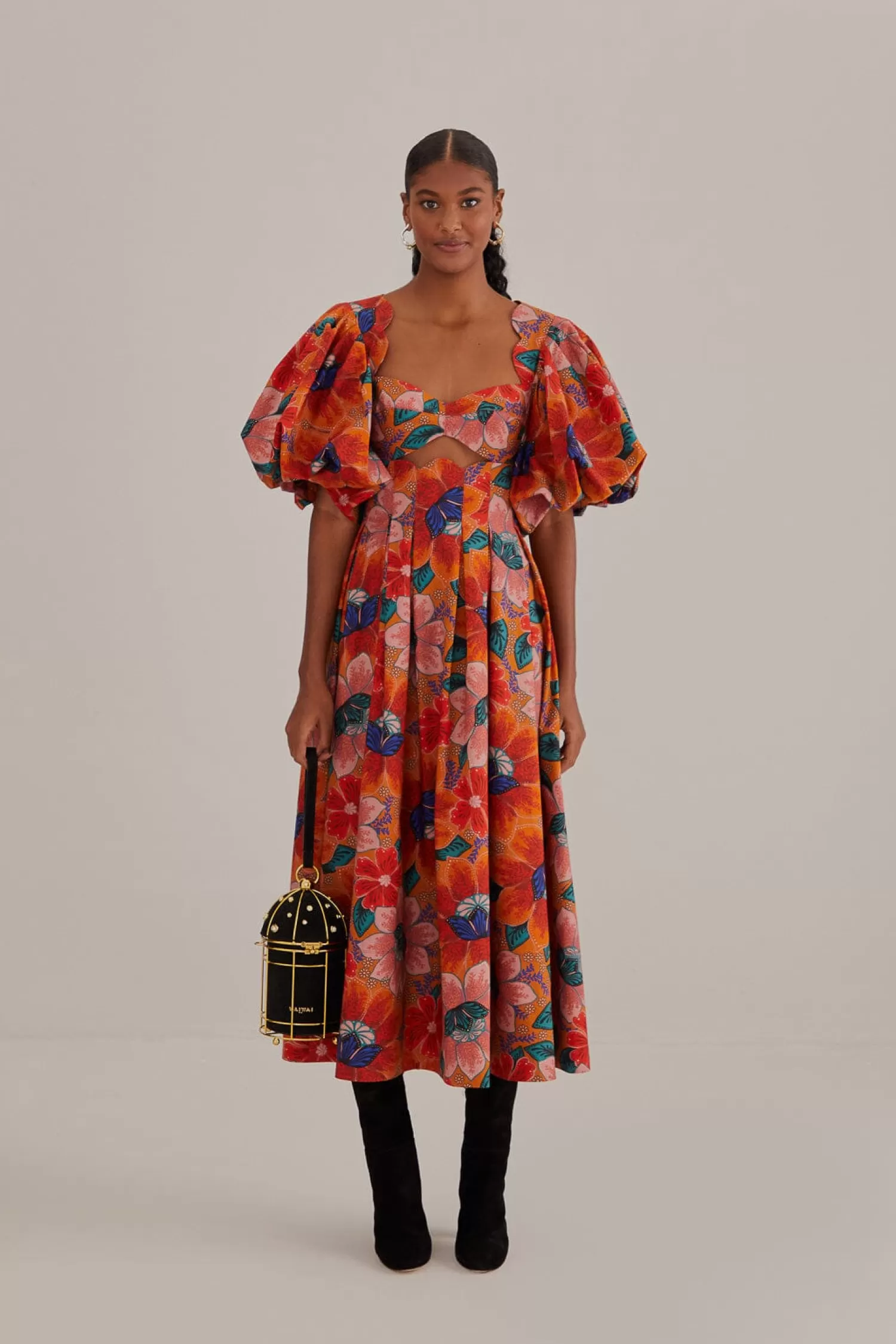 FARM Rio Midi Dresses^ ORANGE MARIAS FLORAL CUT-OUT MIDI DRESS