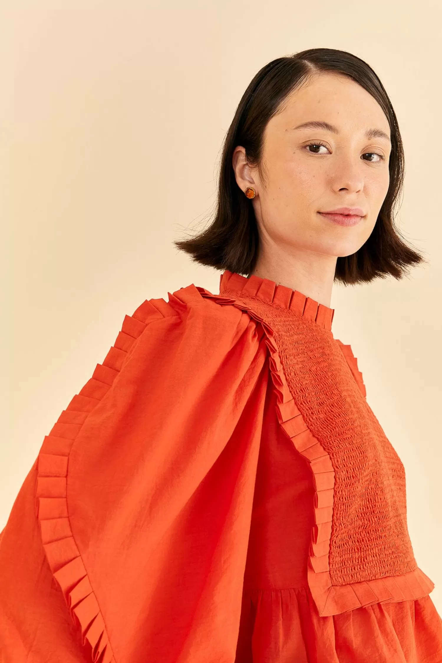 FARM Rio Blouses^ ORANGE SMOCKED BLOUSE