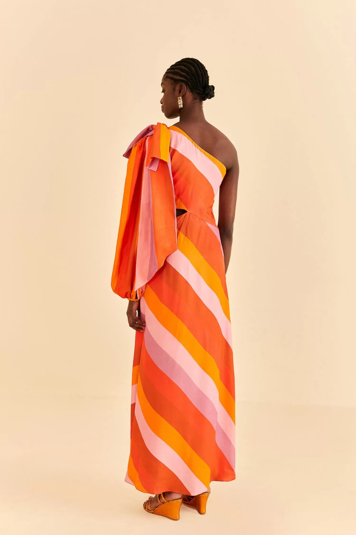 FARM Rio Maxi Dresses^ PARTY STRIPES MULTICOLOR ONE SHOULDER MAXI DRESS
