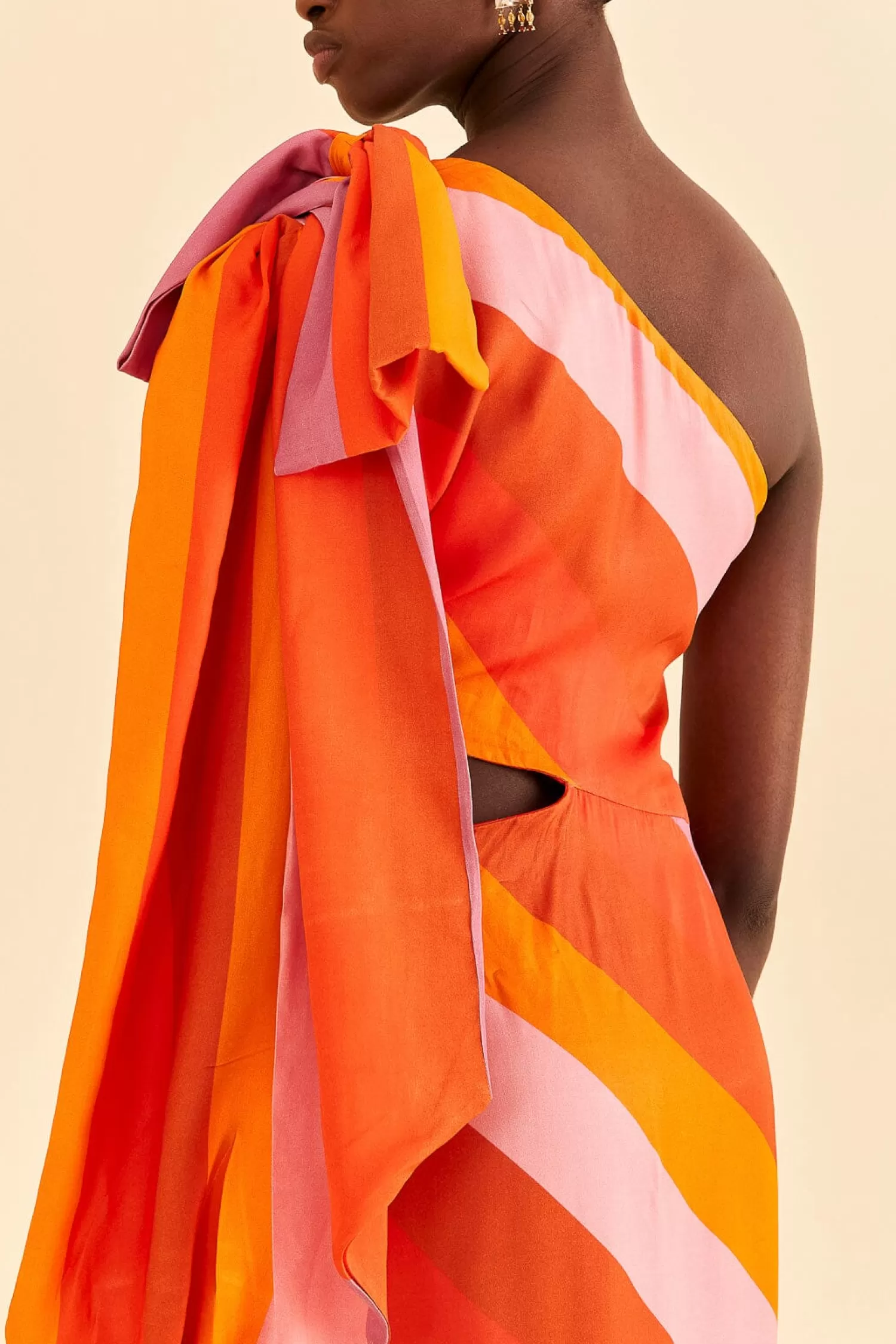 FARM Rio Maxi Dresses^ PARTY STRIPES MULTICOLOR ONE SHOULDER MAXI DRESS