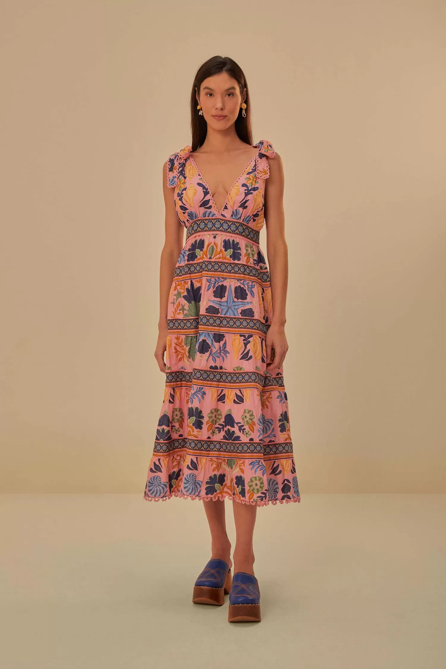 FARM Rio Midi Dresses^ PINK SEASHELL TAPESTRY MIDI DRESS