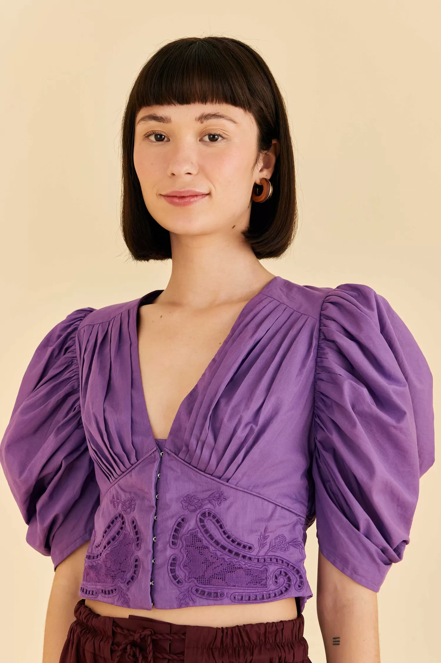 FARM Rio Crop Tops | Blouses^ PURPLE CROPPED BLOUSE