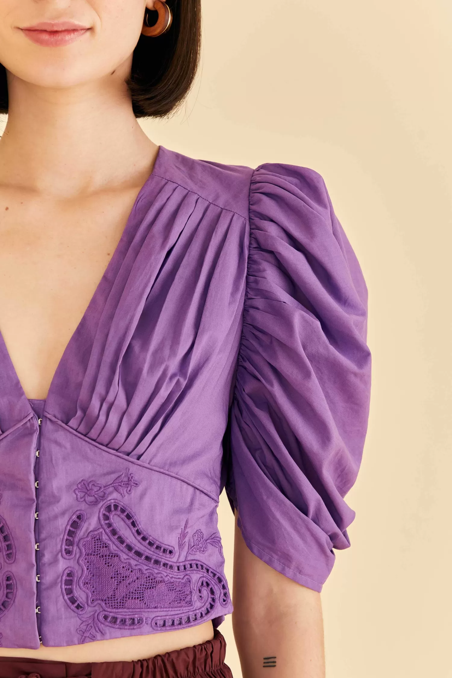 FARM Rio Crop Tops | Blouses^ PURPLE CROPPED BLOUSE