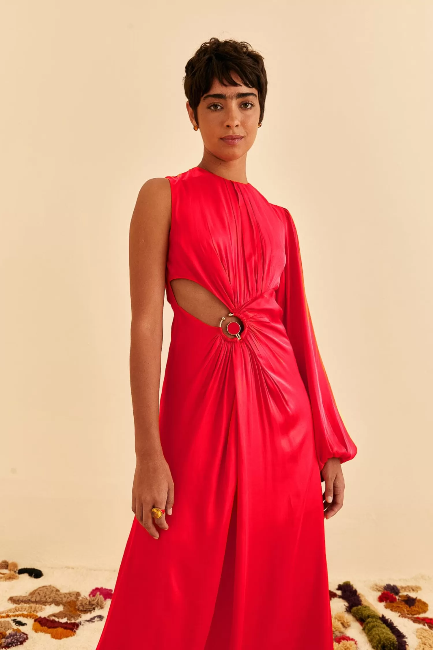 FARM Rio Maxi Dresses^ RED ONE SHOULDER MAXI DRESS