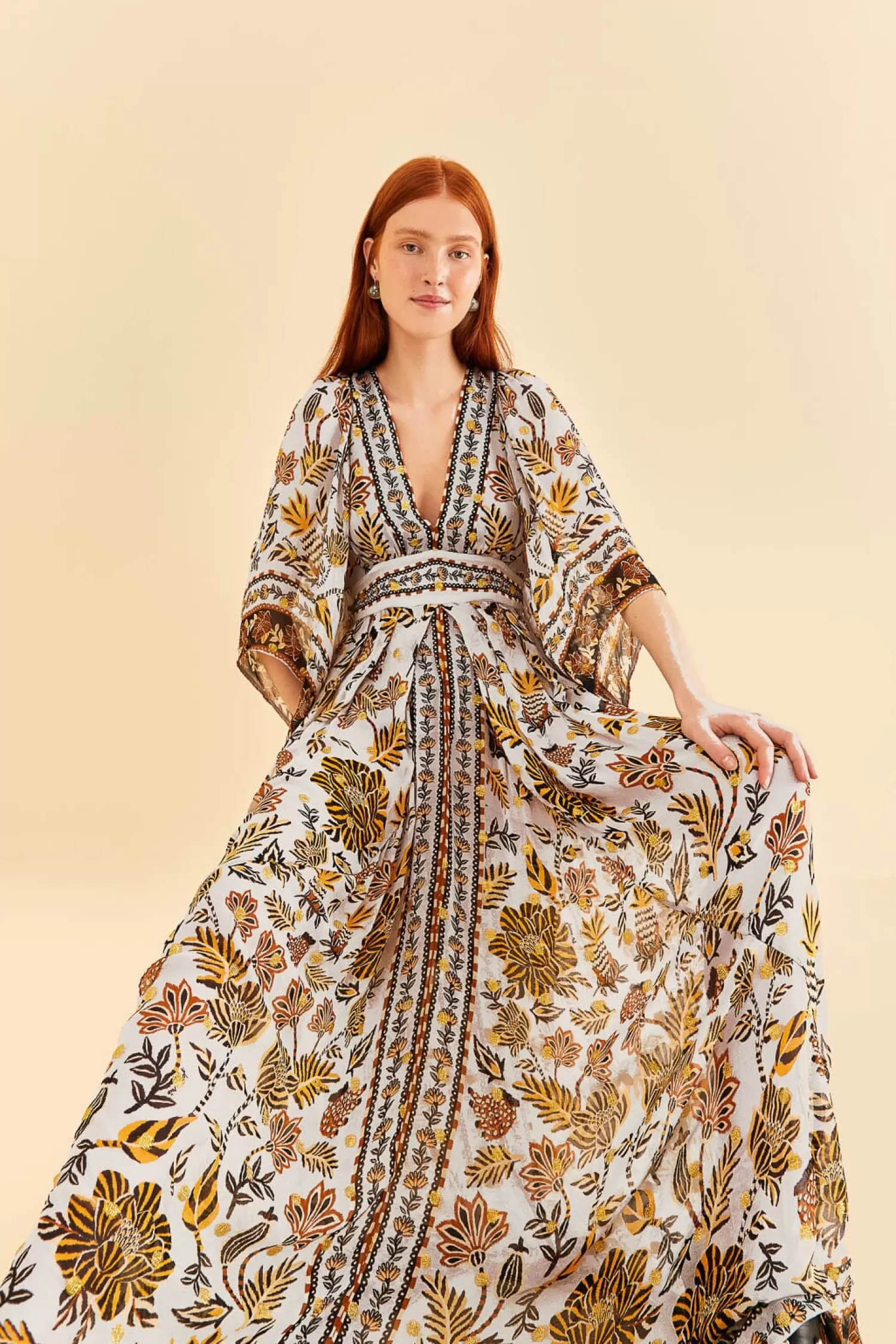 FARM Rio Maxi Dresses^ SILVER FLORAL TAPESTRY MAXI DRESS