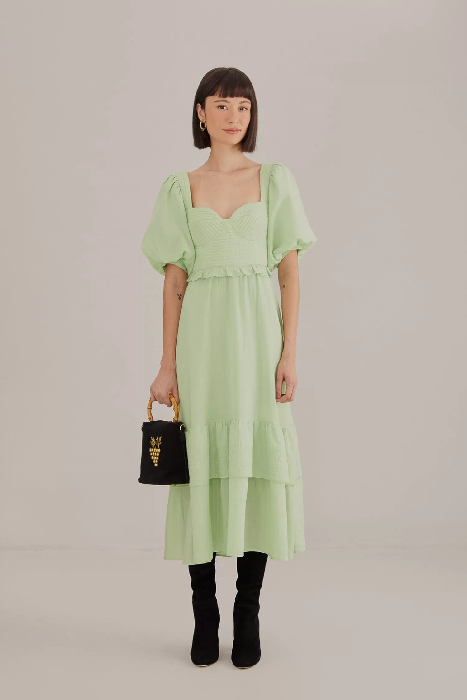 FARM Rio Midi Dresses^ SOFT GREEN SHORT SLEEVE MIDI DRESS