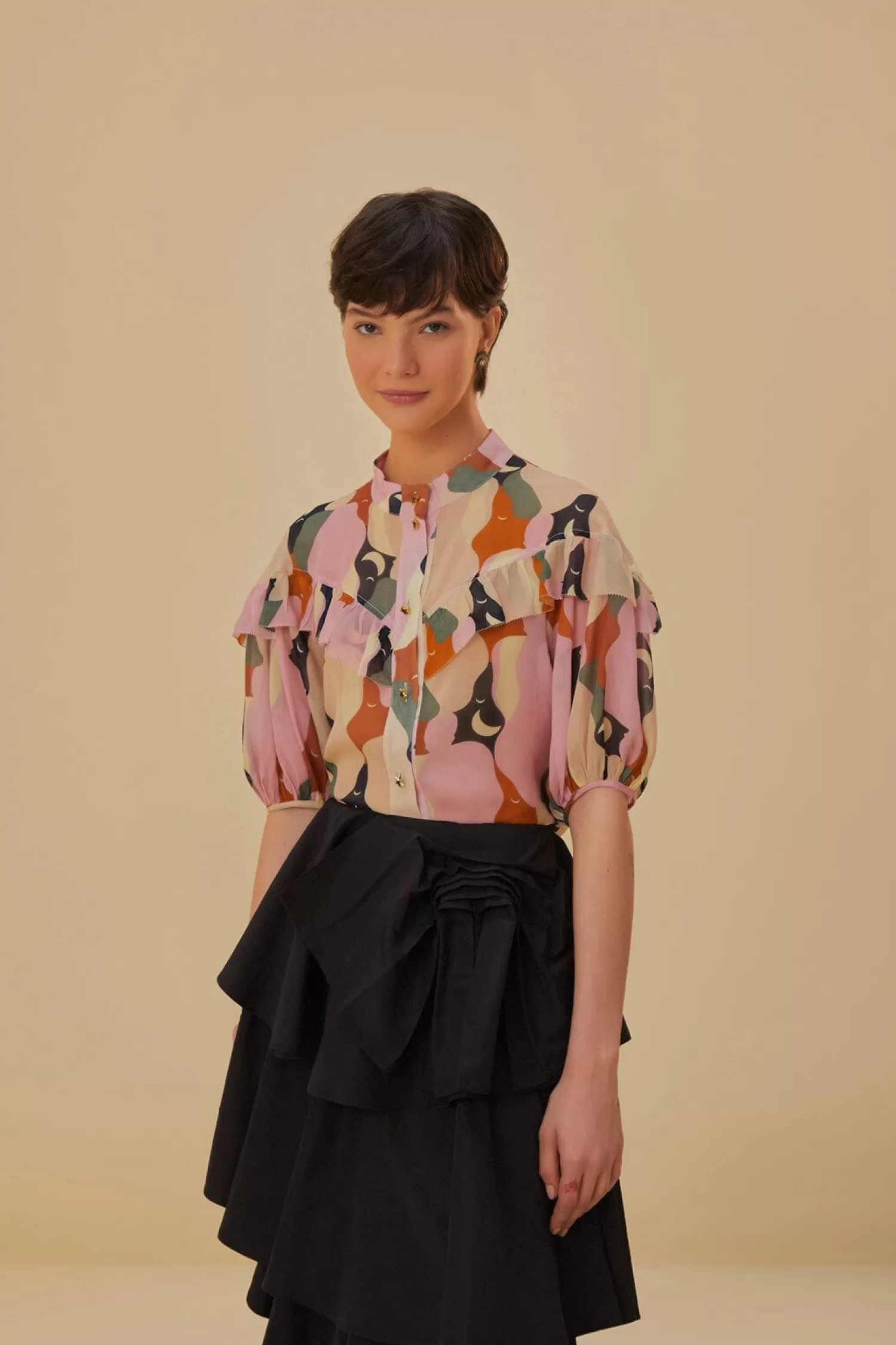 FARM Rio Blouses^ THE KISS MULTICOLOR SHORT SLEEVE BLOUSE
