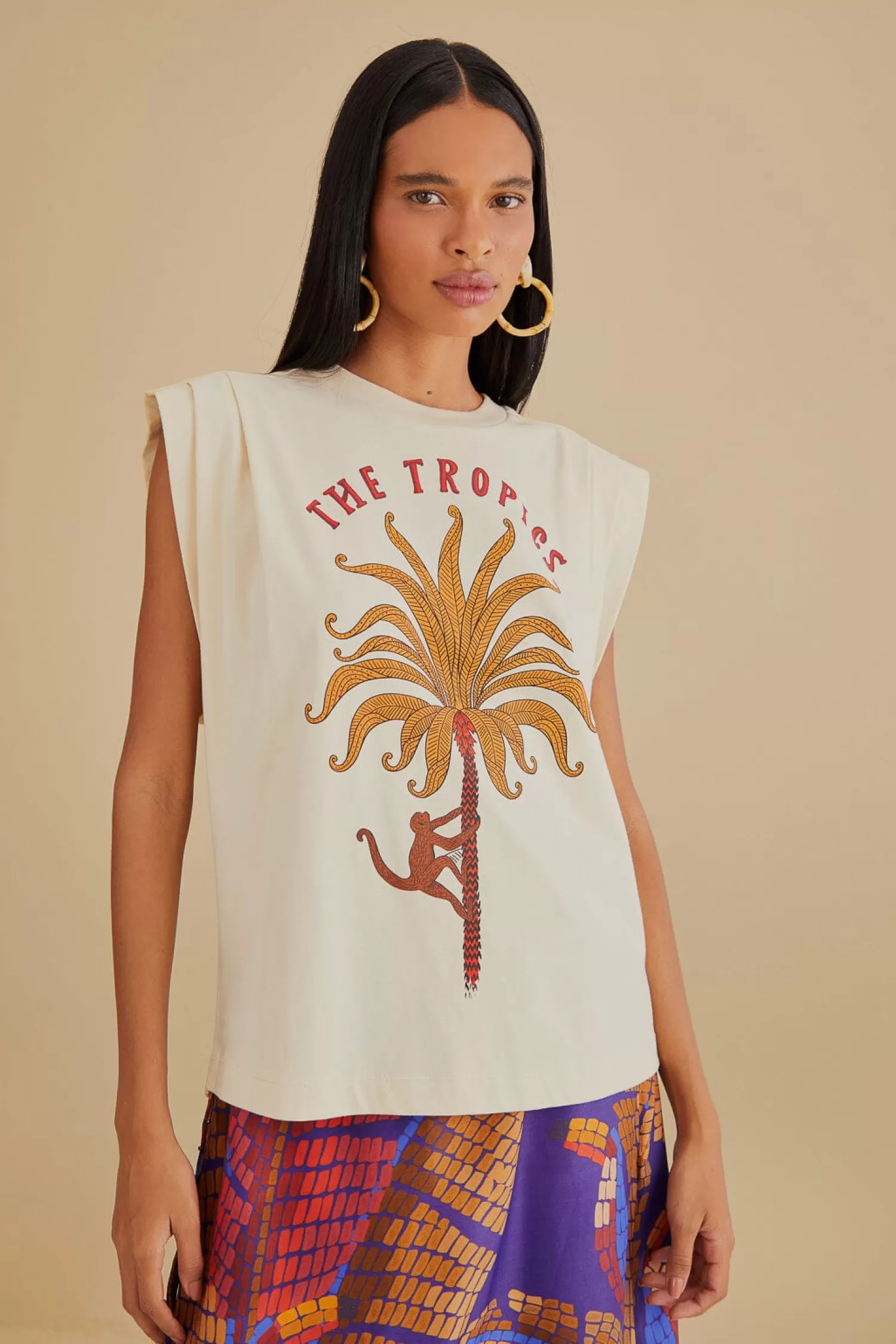 FARM Rio T-shirts^ THE TROPICS PLEAT ORGANIC COTTON T-SHIRT