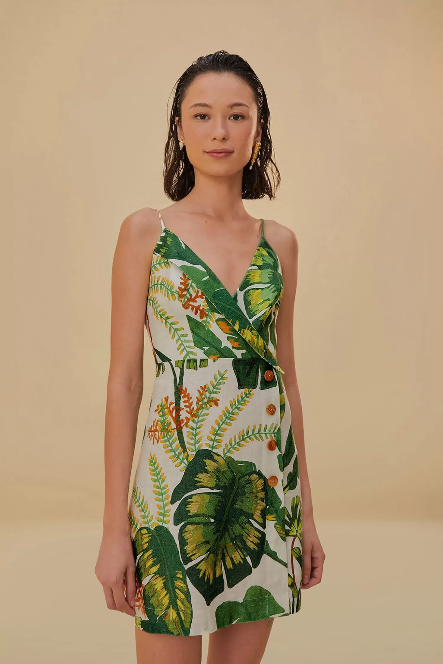 FARM Rio Mini Dresses^ TROPICAL FOREST OFF-WHITE MINI DRESS