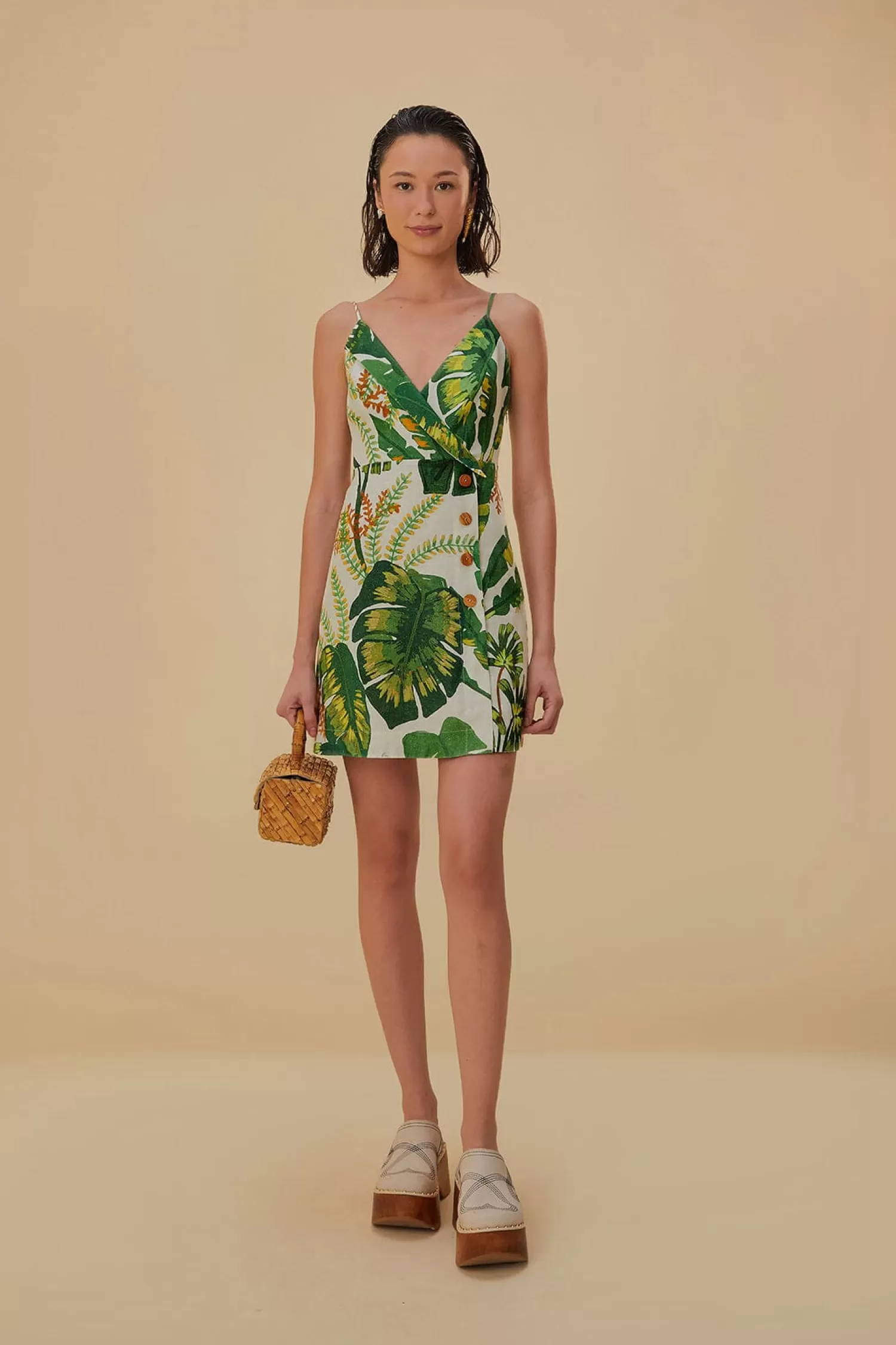 FARM Rio Mini Dresses^ TROPICAL FOREST OFF-WHITE MINI DRESS