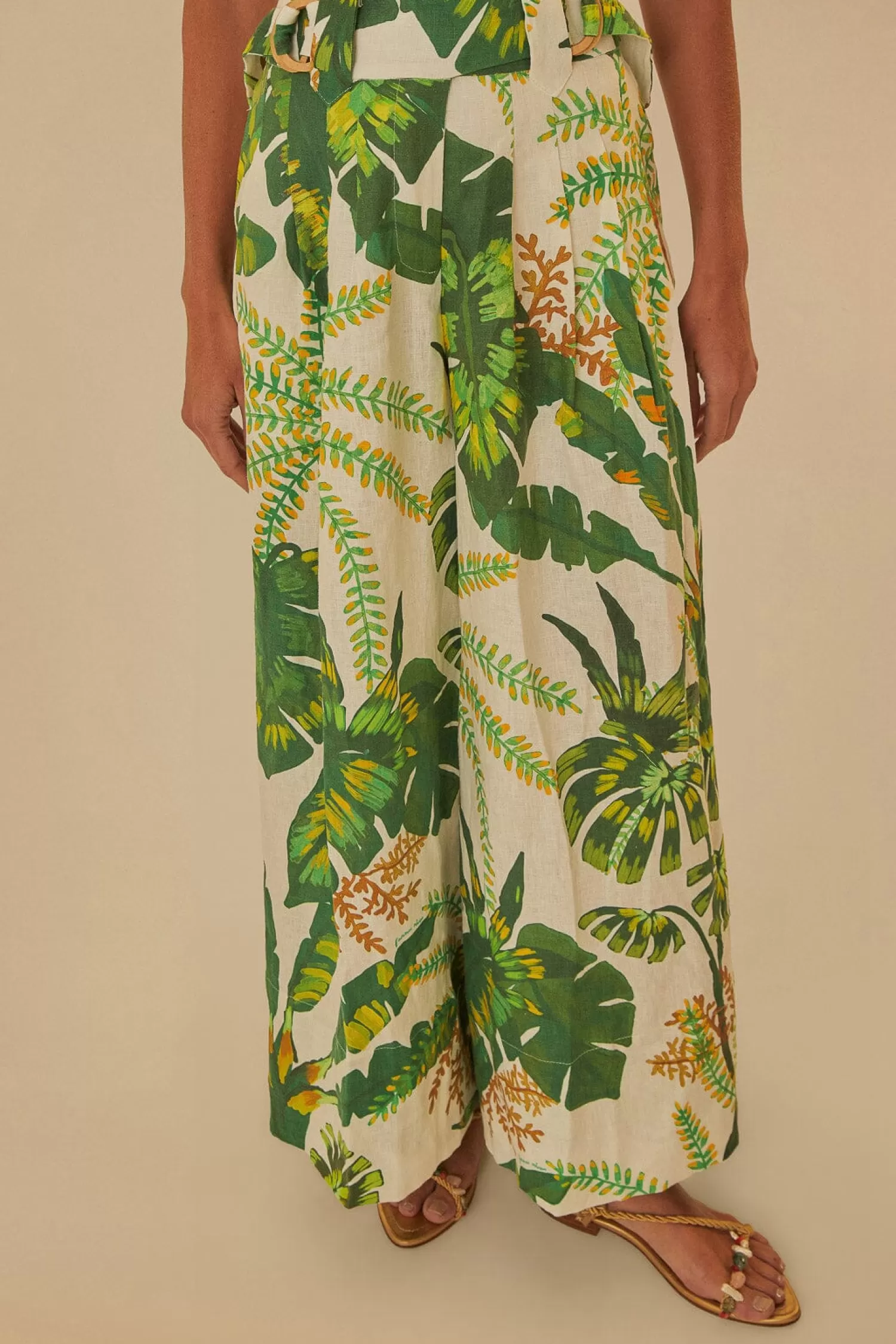 FARM Rio Pants^ TROPICAL FOREST OFF-WHITE PANTS