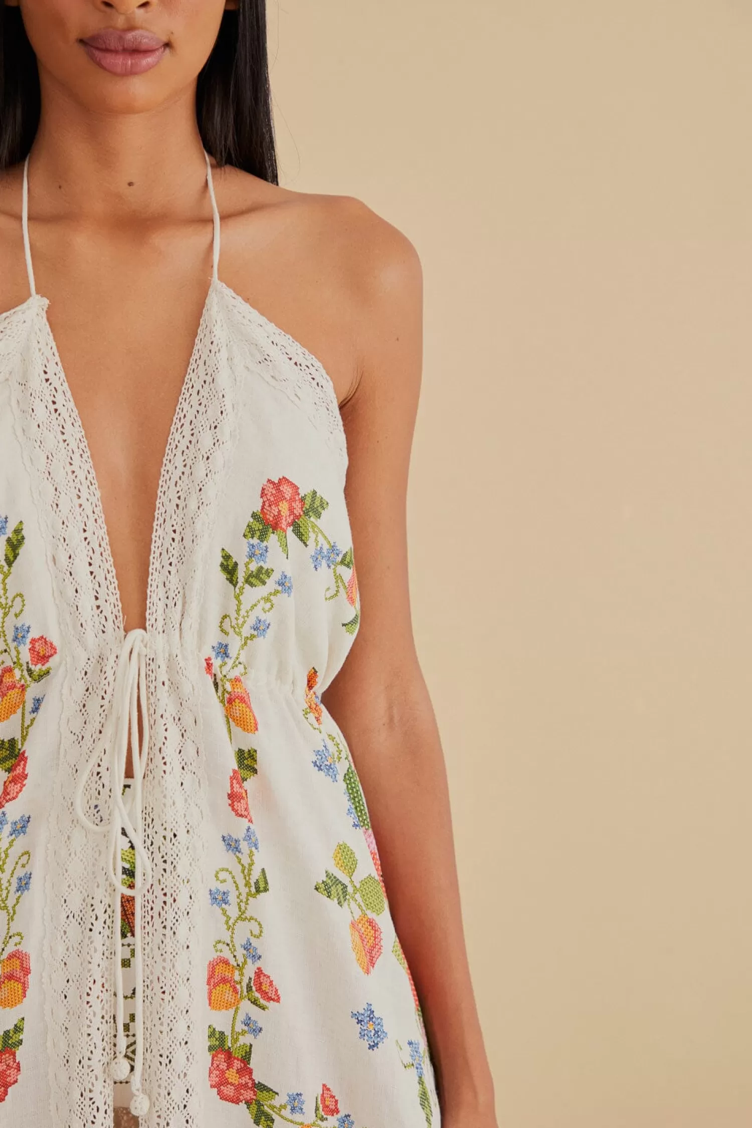 FARM Rio Cover-ups^ WHITE BANANA VITAMIN LACE COVER UP