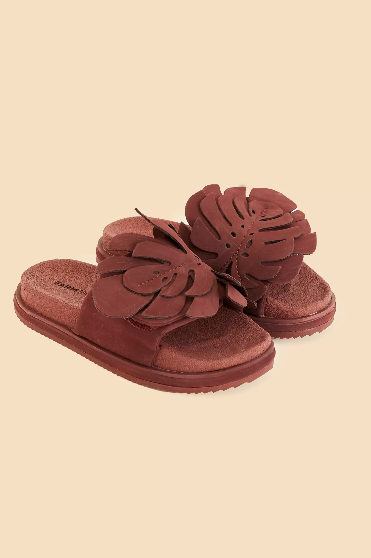 FARM Rio Sandals^ WINE MONSTERA ANATOMIC SLIDE SANDAL