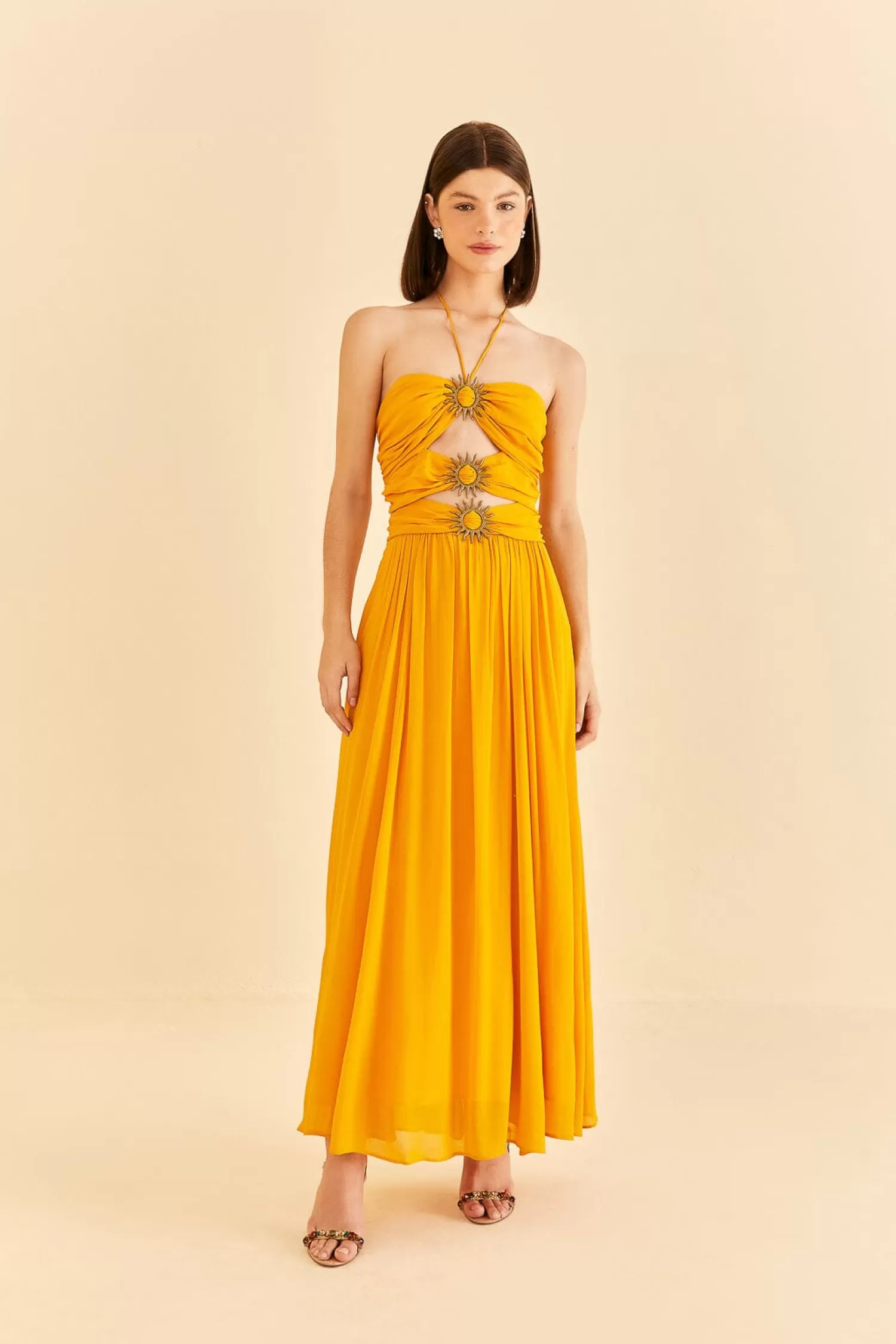 FARM Rio Maxi Dresses^ YELLOW SLEEVELESS MAXI DRESS WITH SUN BUCKLE